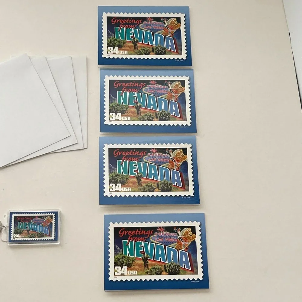 Lot of 5 USPS‎ Greetings from Nevada Stamp Postcard Envelope & Keychain 34 Cent